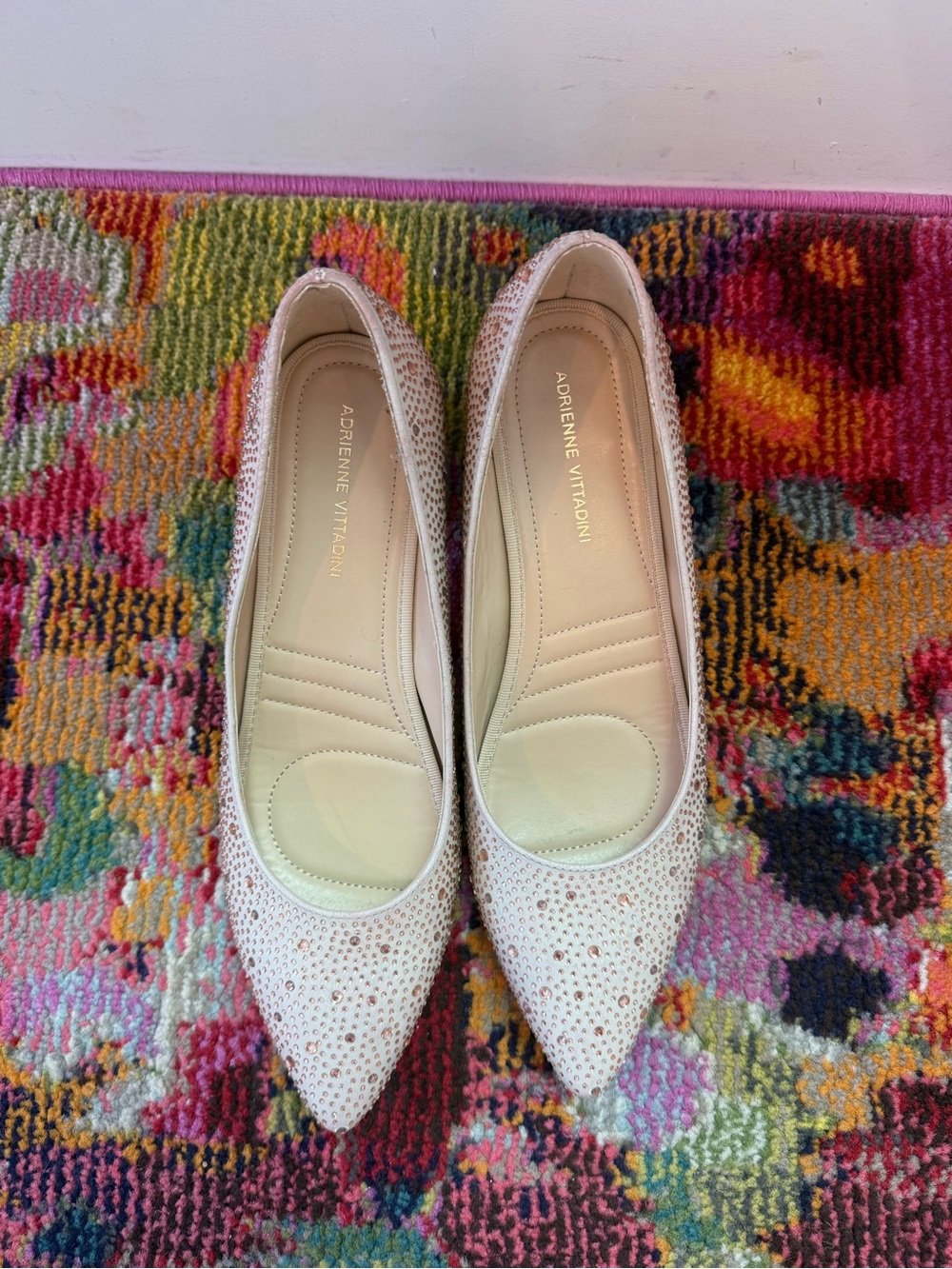 Adrienne Vittadini Light Pink Crystal Pointed Flats